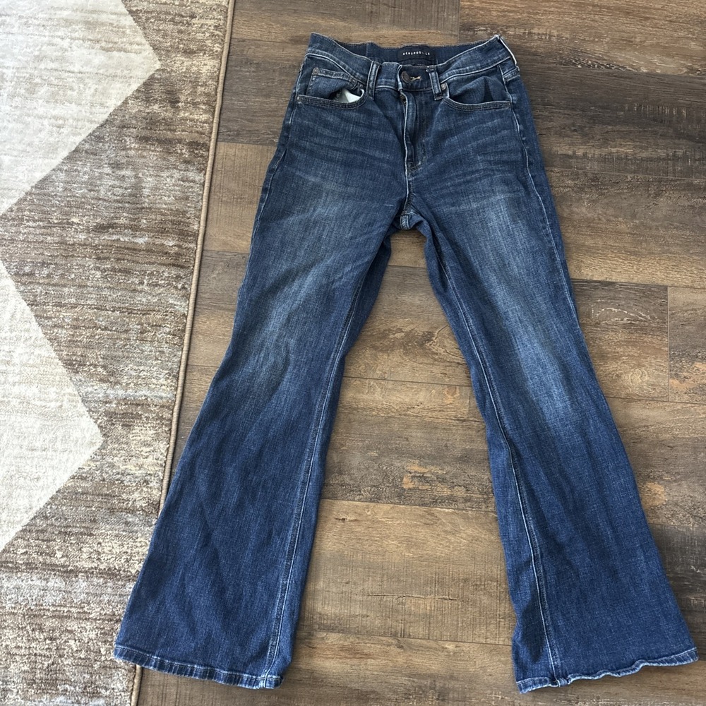 Aeropostale High Rise Flare Jeans Womens 4 Short Stretch Denim 27x28 Fall